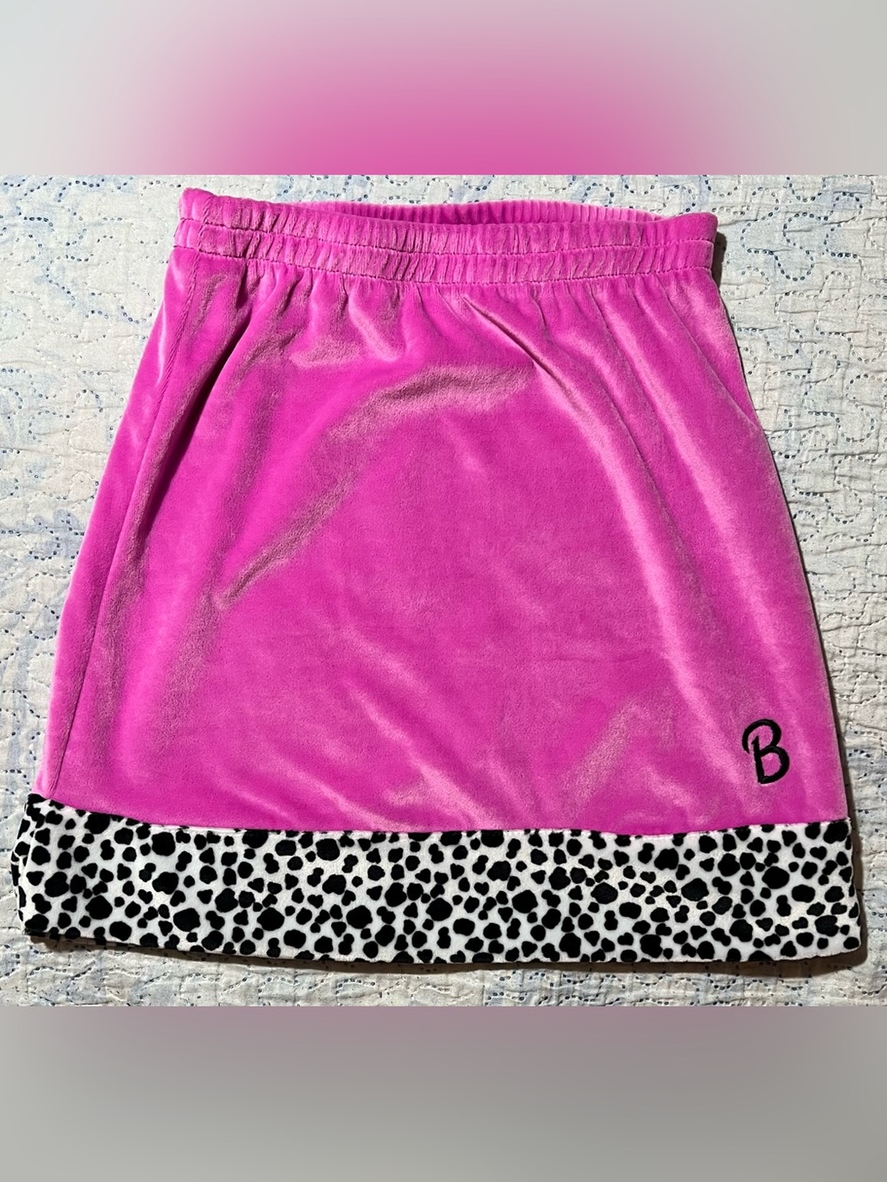Y2K Barbie Pink Dalmatian Velour Skirt